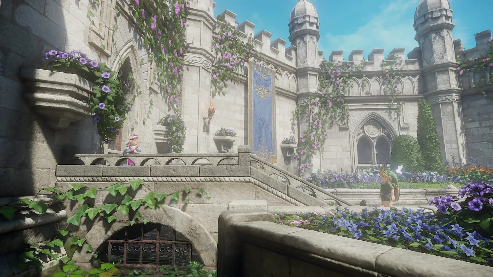 Jardines del castillo en el remake de Switch 2